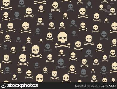 Vector illustration of skull and bone pattern on the black background