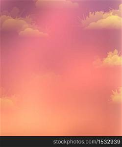 Vector illustration of sky and clouds with watercolor splashes. Sunset. Vector element for presentations, cards and your creativity. Vector illustration of sky and clouds with watercolor splashes. Sunset.