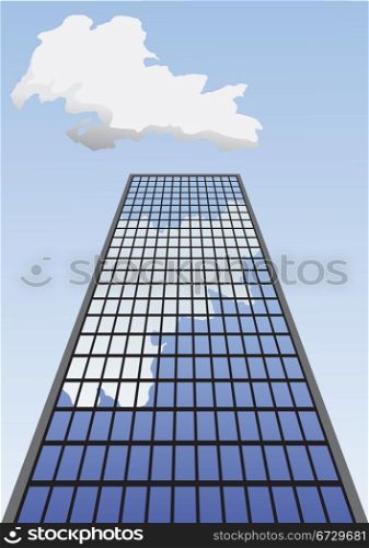 Vector illustration of skyscraper going up to the sky.