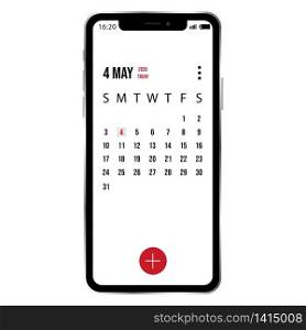 vector illustration of smartphone with example calendar