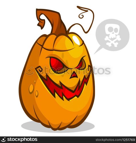 Vector illustration of smiley face carved in pumpkin head for Halloween. Vector isolated