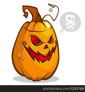 Vector illustration of smiley face carved in pumpkin head for Halloween. Vector isolated