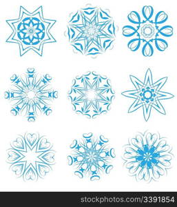Vector illustration of snowflakes and stars set for your Christmas design
