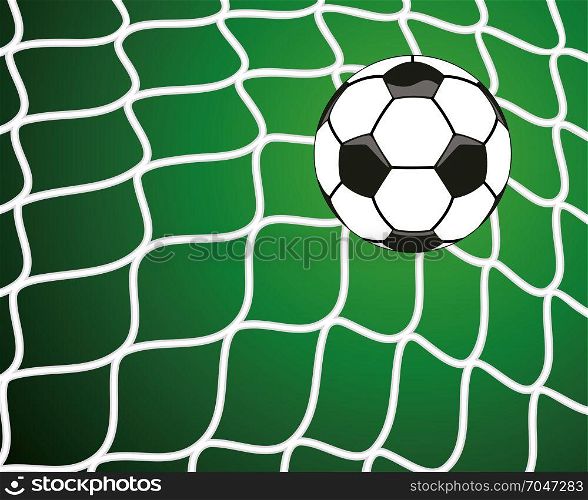 vector illustration of soccer ball in net, goal symbol
