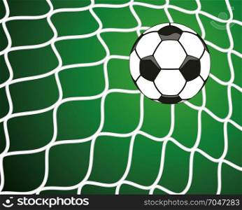 vector illustration of soccer ball in net, goal symbol