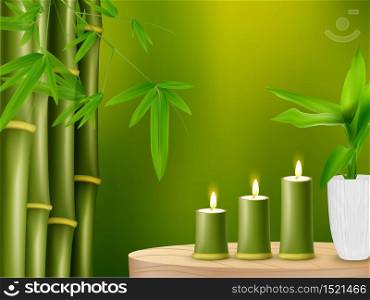 Vector illustration of Spa background with bamboo and candles