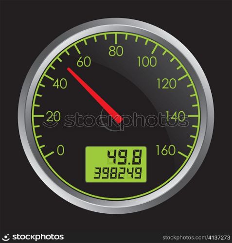 Vector Illustration of Speedometer on Black Background