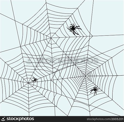 vector illustration of spiders and webs
