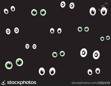 Vector illustration of spooky eyes in the dark background - Halloween background