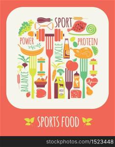 Vector illustration of Sports Food. Elements for design. Vector illustration of Sports Food.