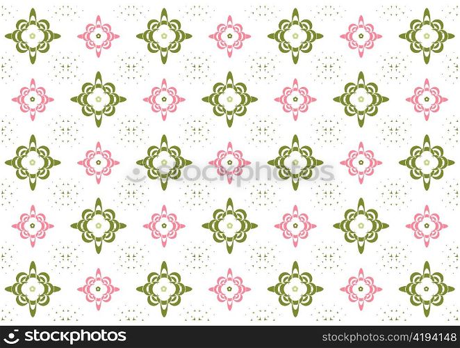Vector illustration of stars and flowers pattern on the white background