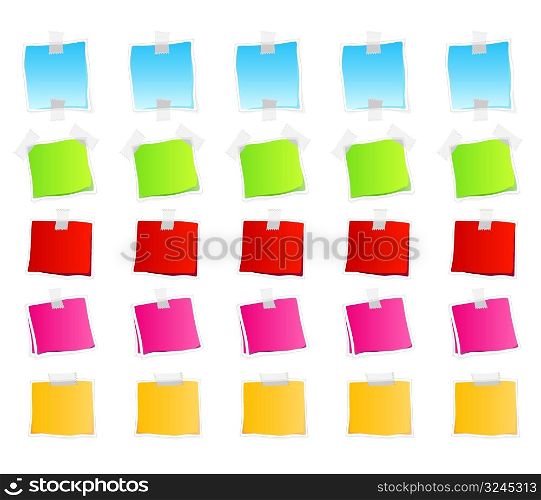 Vector illustration of sticky retail notes. 25 elements in various colorful versions.