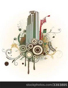 Vector illustration of style urban background