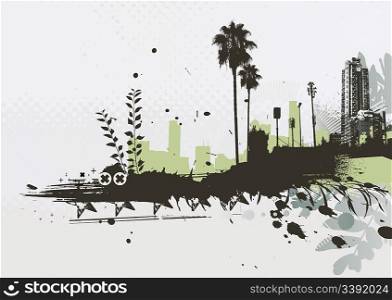 Vector illustration of styled Tropical grunge urban background