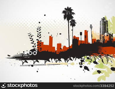 Vector illustration of styled Tropical grunge urban background