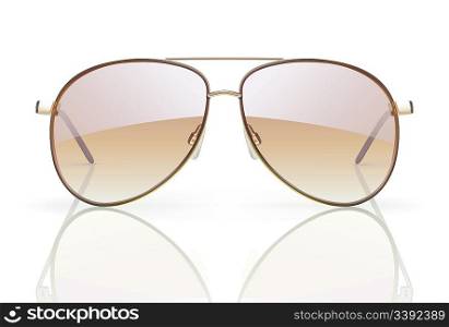 Vector illustration of stylish aviator sunglasses with reflection