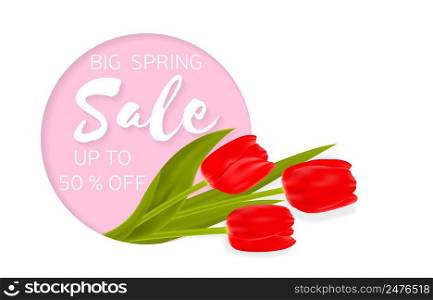 Vector illustration of stylish Big Spring sale background with beautiful flowers. Not trace. Clipping mask with a bouquet flowers.. Big Spring sale background with beautiful flowers.
