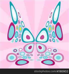 Vector illustration of stylized butterfly with retro circle shapes design