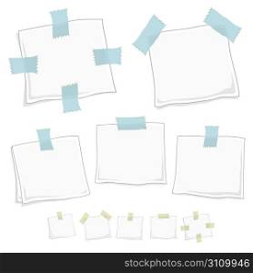 Vector illustration of stylized note posts in five different forms in two versions.