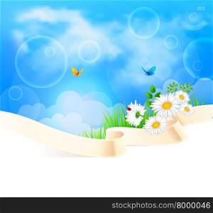 Vector illustration of Summer background with grass. Summer background with grass