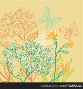 vector illustration of summer flowers and plants