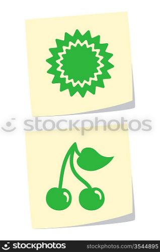 Vector Illustration of Sun and Cherry Icons