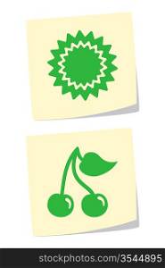 Vector Illustration of Sun and Cherry Icons