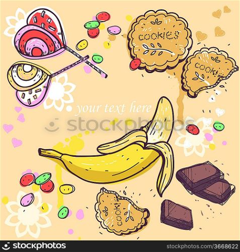 vector illustration of sweets, cookies and candy