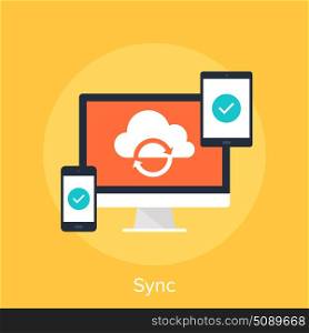 Vector illustration of sync flat design concept.. Sync Concept