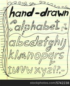 Vector illustration of tablet drawn alphabet