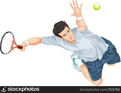 Vector illustration of tennis player hitting the ball.