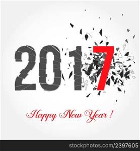 Vector illustration of text 2017 and explosion isolated on white. Happy New Year.. Vector illustration of text 2017 and explosion isolated on white.