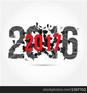 Vector illustration of text 2017 and explosion isolated on white. Happy New Year.. Vector illustration of text 2017 and explosion isolated on white.