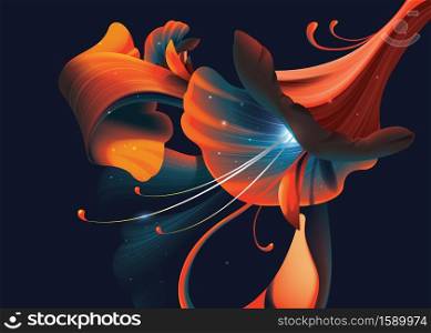 vector illustration of the abstract artistic flower on the dark background