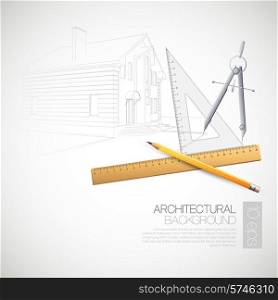 Vector illustration of the architectural drawings and drawing tools. Vector illustration of the architectural drawing tools