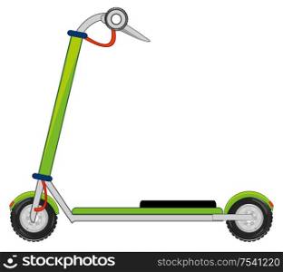 Vector illustration of the baby transport for amusement scooter. Transport scooter on white background is insulated