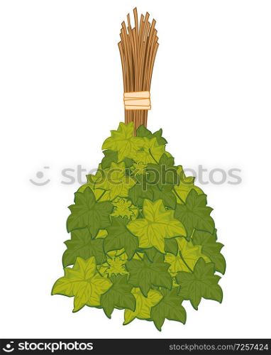 Vector illustration of the besom from foliage for washing in bath. Besom from foliage for washing in bath