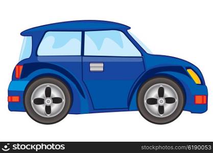 Vector illustration of the blue car on white background