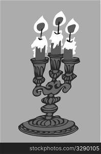 vector illustration of the candle on gray background