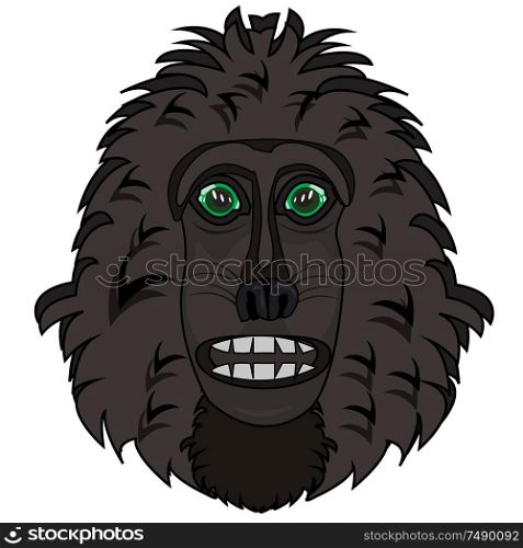Vector illustration of the cartoon of the mug ape baboon. Mug ape baboon on white background is insulated