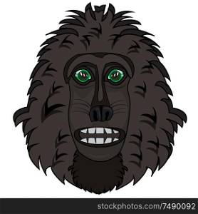 Vector illustration of the cartoon of the mug ape baboon. Mug ape baboon on white background is insulated