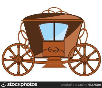 Vector illustration of the cartoon of the old antique coach. Old-time coach on white background is insulated