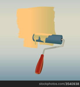 Vector Illustration of the color brush/roller, drawing on the wall.