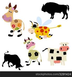 vector illustration of the cow on white background