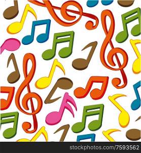 Vector illustration of the decorative pattern from music notes. Music music pattern on white background is insulated
