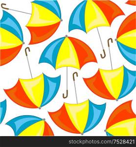 Vector illustration of the decorative pattern of the varicoloured umbrella. Varicoloured umbrella pattern on white background is insulated