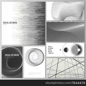 Vector illustration of the editable layouts of modern social network mockups in popular formats. Geometric abstract background, futuristic science and technology concept for minimalistic design. Vector illustration of the editable layouts of modern social network mockups in popular formats. Geometric abstract background, futuristic science and technology concept for minimalistic design.
