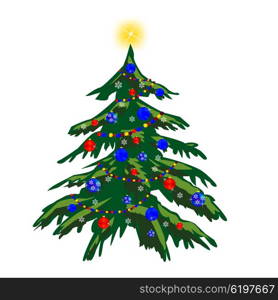 Vector illustration of the festive fir tree with toy. Christmas tree