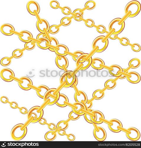 Vector illustration of the gold chains on white background. Chain from gild