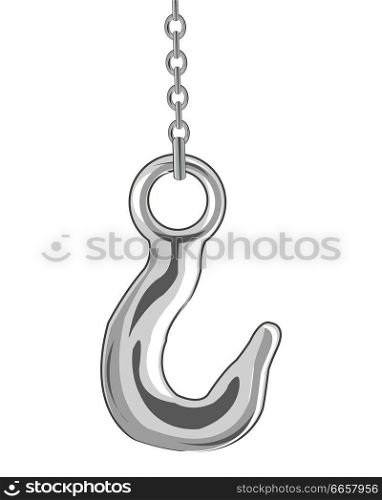 Vector illustration of the hook from tap on chain. Hook from tap on white background is insulated